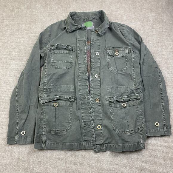 Anthropologie Arley Sweater Back Anorak Green Khaki Army Boho Jacket Size Medium - Picture 1 of 10